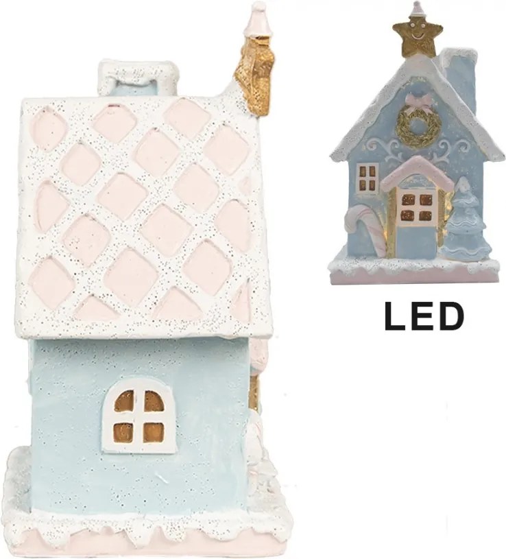 Modrá svietiaca perníková chalúpka Gingerbread House - 9*8*15 cm