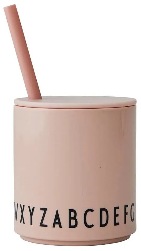 Ružový detský hrnček Design Letters Eat &amp; Learn