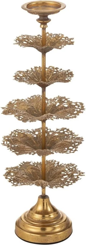 kovový vánoční svícen strom zlatý malý – 22*22*62 cm