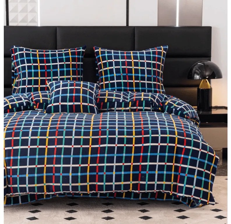 Obliečky mikroplyš GRID tmavo modré Rozmer obliečok: 2 ks 70 x 90 cm | 200 x 220 cm