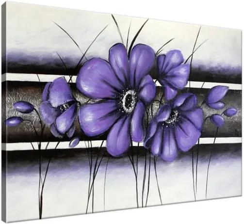 Ručne maľovaný obraz Tajomný fialový Vlčí mak 100x70cm RM2460A_1Z