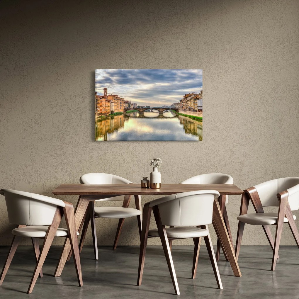 Obraz mesta s riekou (90x60 cm)