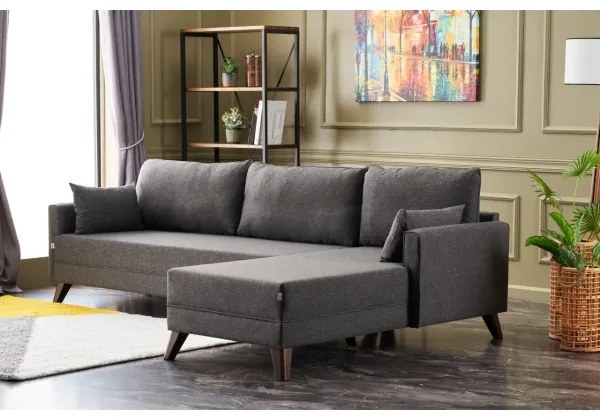 Rohová sedacia súprava do tvaru L RIGA, antracitová, pravostranná