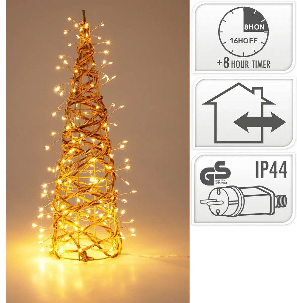 Vonkajšia vianočná dekorácia Svietiaci kužeľ, 40 x 12 cm, 160 LED, teplá biela, 40 cm