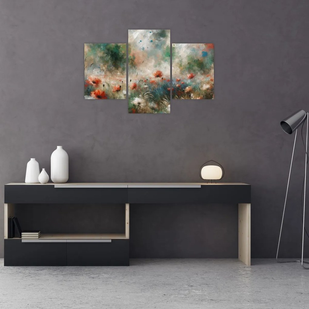 Obraz – Abstrakcia poľa s makmi (90x60 cm)