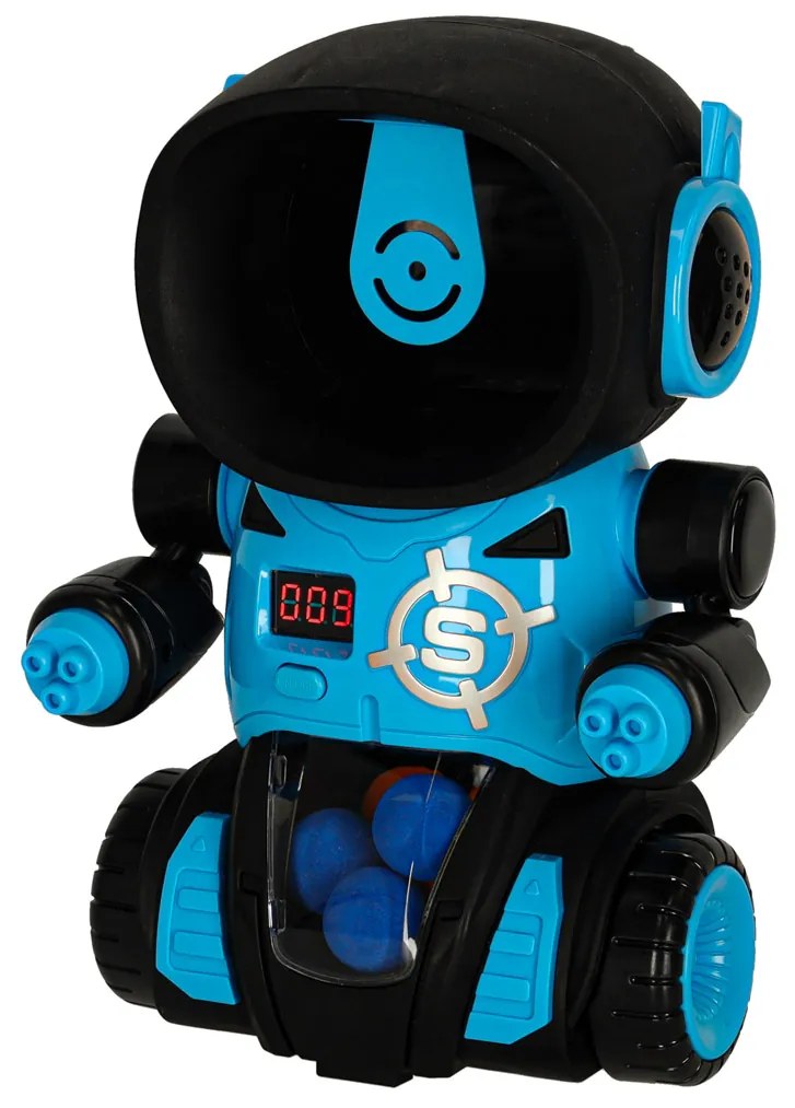 Arkádová hra s robotickým terčom KIK – 2 pištole, 24 penových loptičiek, LCD displej