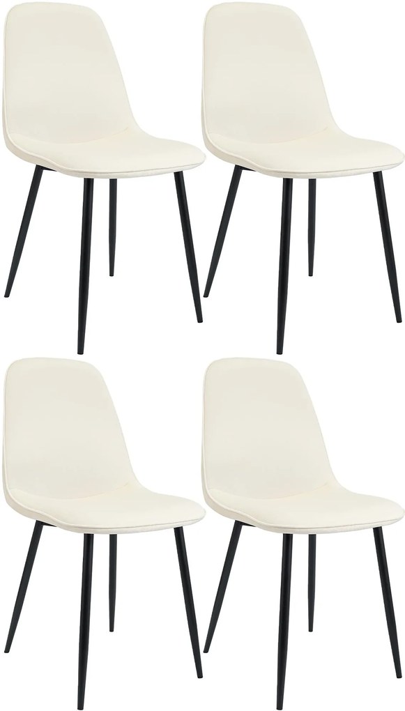 Sada 4 ks jedálenských stoličiek Maryam zamat - krémová