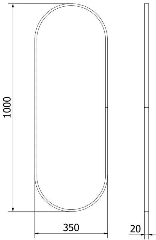 Mexen Loft, oválne kúpeľňové zrkadlo 100 x 35 cm, farba rámu zlatá lesklá, 9851-100-035-000-50