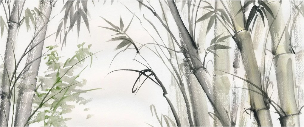 Obraz - Bambusy, kresba (120x50 cm)