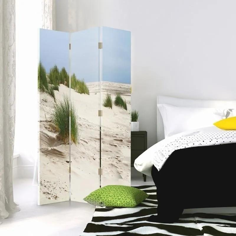 Ozdobný paraván Plážové duny Tráva - 110x170 cm, trojdielny, obojstranný paraván 360°