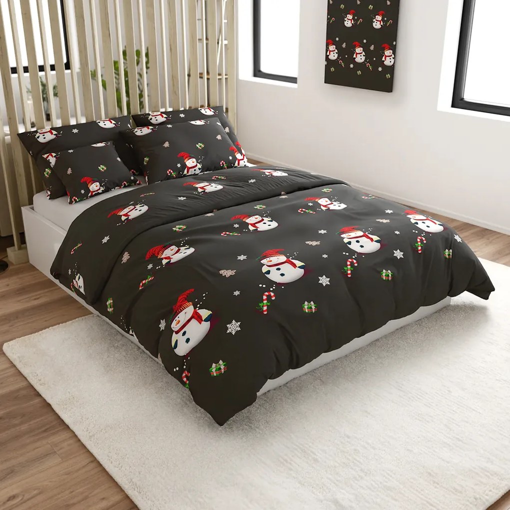 Obliečky z mikrovlákna Biely snehuliak čierne Rozmer obliečky: 70 x 80 cm | 140 x 200 cm