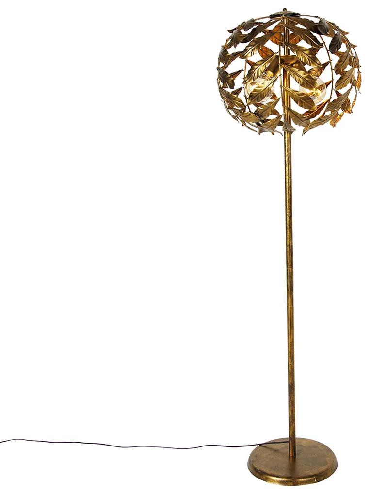 Vintage stojaca lampa starožitná zlatá 45 cm 2-svetlá - Lipa