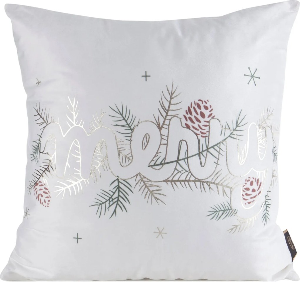 VIANOČNÁ DEKORAČNÁ OBLIEČKA NA VANKÚŠ MERRY1 45X45 CM VZOROVANÁ
