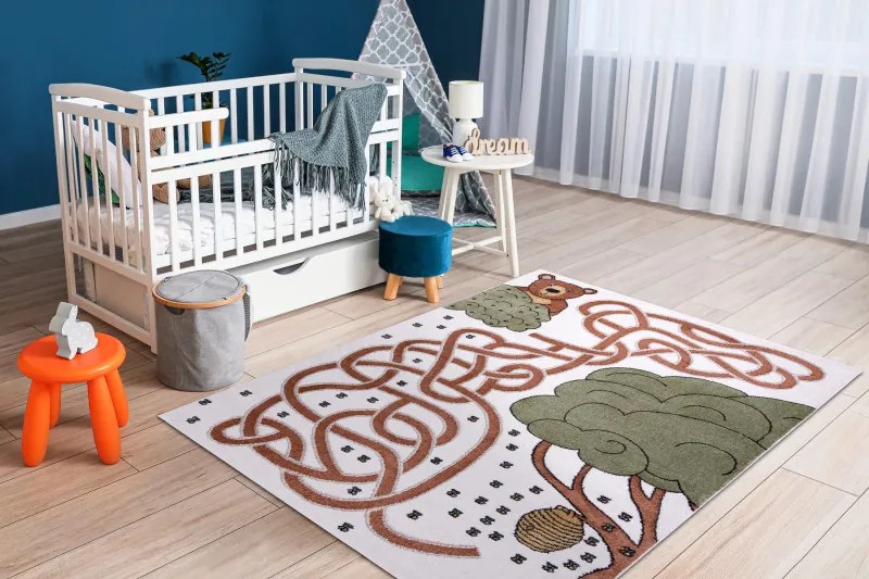 Detský kusový koberec Fun Honey with Bear cream, 160x220, hnedá, detská izba, Dywany Łuszczów