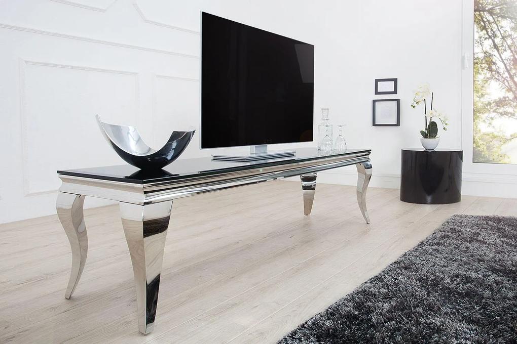 Dizajnový TV stolík Rococo 160 cm čierna / strieborná