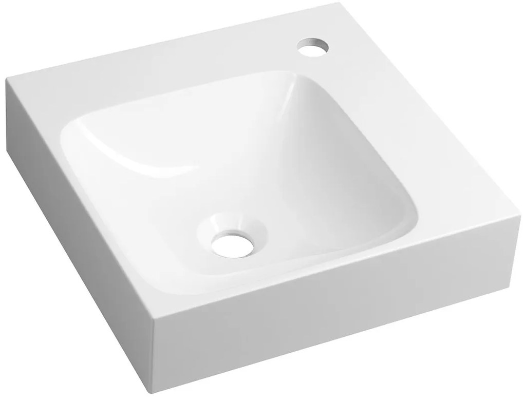 Sapho Sapho, EMONA rohové umývadlo 40x40cm, liaty mramor, biela, EN040R