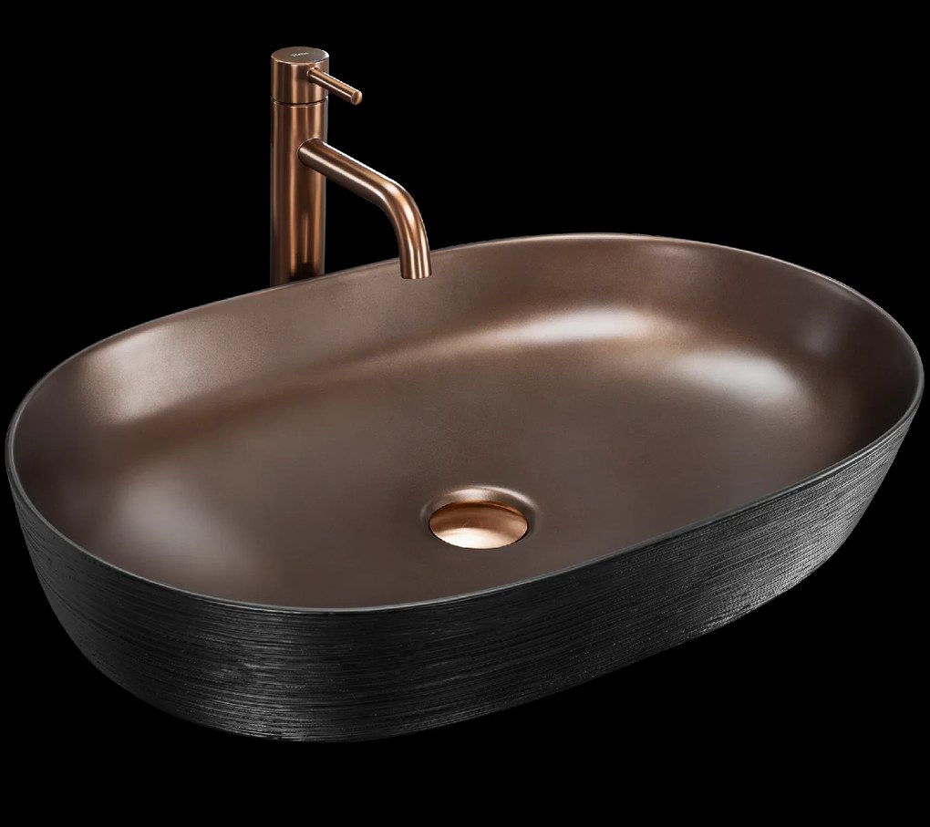 Rea Cleo, umývadlo na dosku 605x410x140 mm, medená matná-čierna, REA-U6383