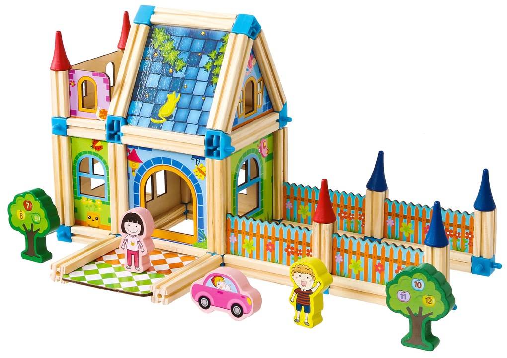 Drevená stavebnica ECOTOYS 128 ks 6v1