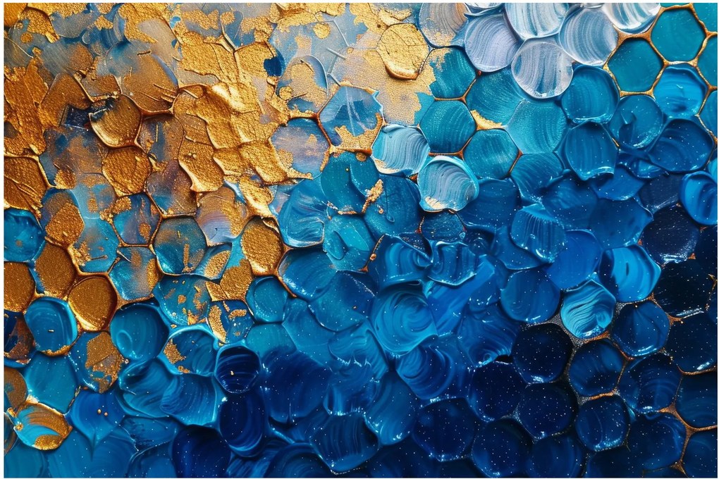 Obraz - Modrozlatá maľba (90x60 cm)