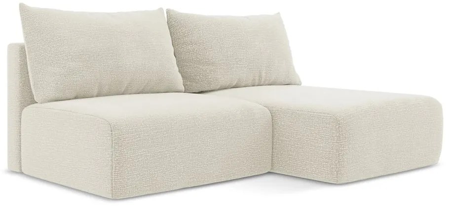 Krémovobiela rozkladacia/s úložným priestorom rohová pohovka (pravý roh) Kalena – Makamii