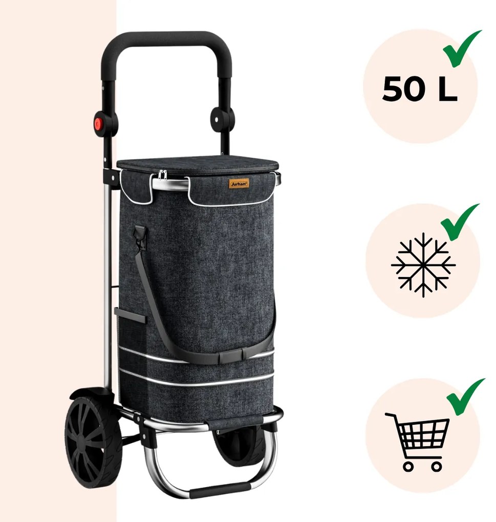 Jurhan Nákupná taška na kolieskach EASY, 50l, čierna