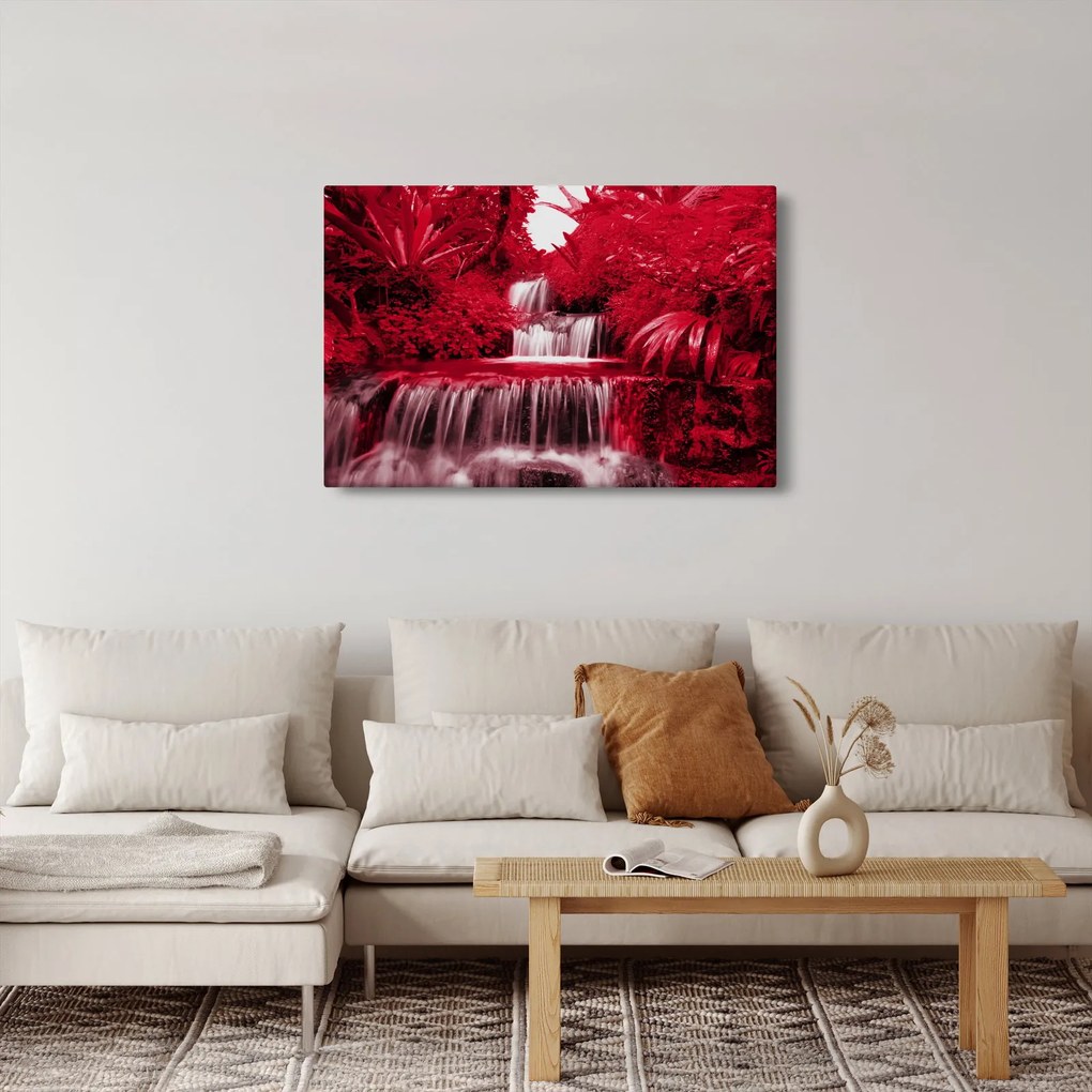 Obraz - Indonézske vodopády v červenej (90x60 cm)