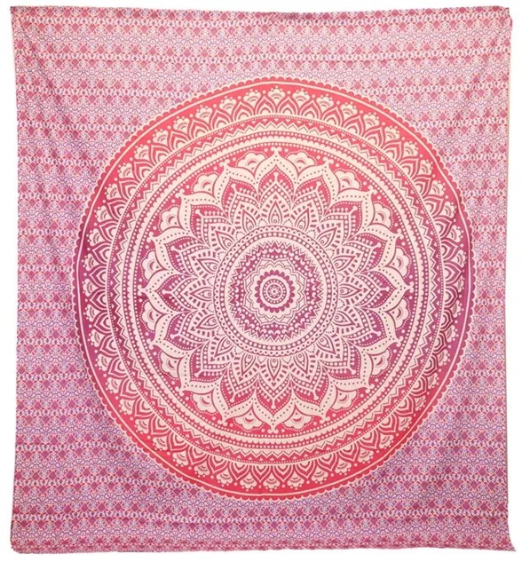 Tapiséria na stenu Mandala ružová 212x193cm