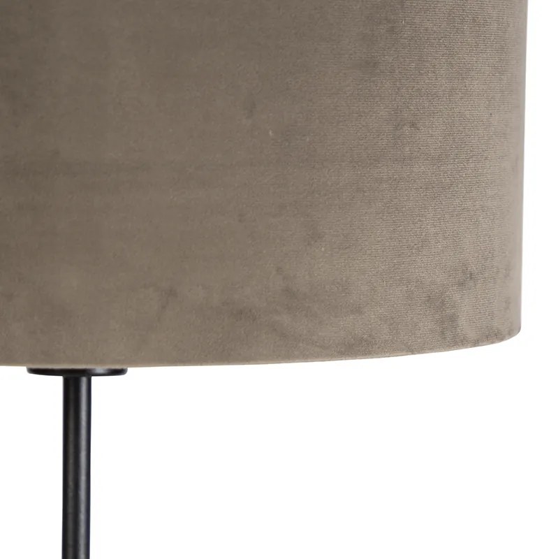Stojaca lampa čierna s tienidlom z taupe zamatu so zlatom 35 cm - Parte