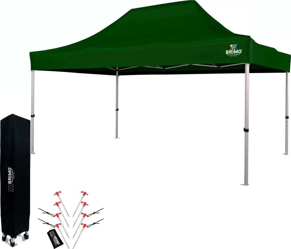 BRIMO Nožnicový párty stan EXCLUSIVE ALU 3x4,5 m bez stien zelený