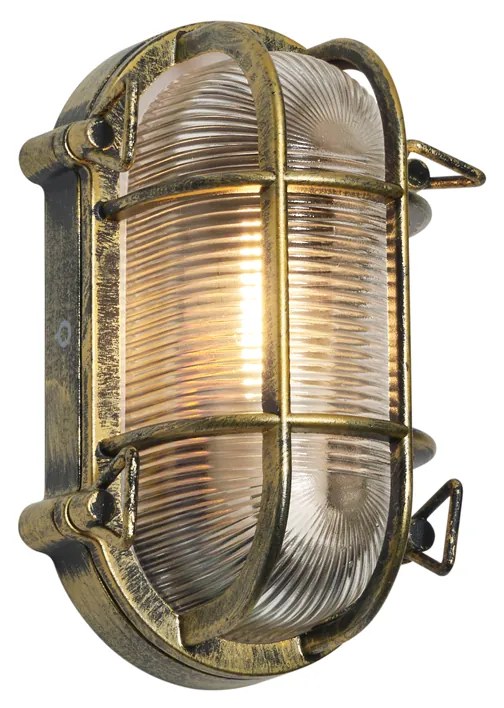 Vonkajšie nástenné a stropné svietidlo antické zlato oválne IP44 - Noutica