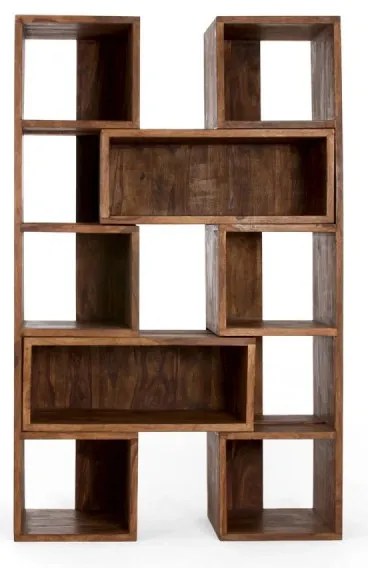 furniture-nabytek.cz - Masívna knižnica z palisandra s výsuvnými policami, lakovaná, hnedá – 85×40×177 cm