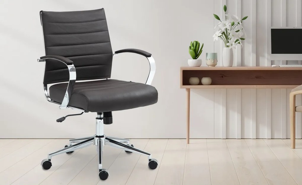 Design-Shop Kancelárska stolička Oakland - koža - Hnedá