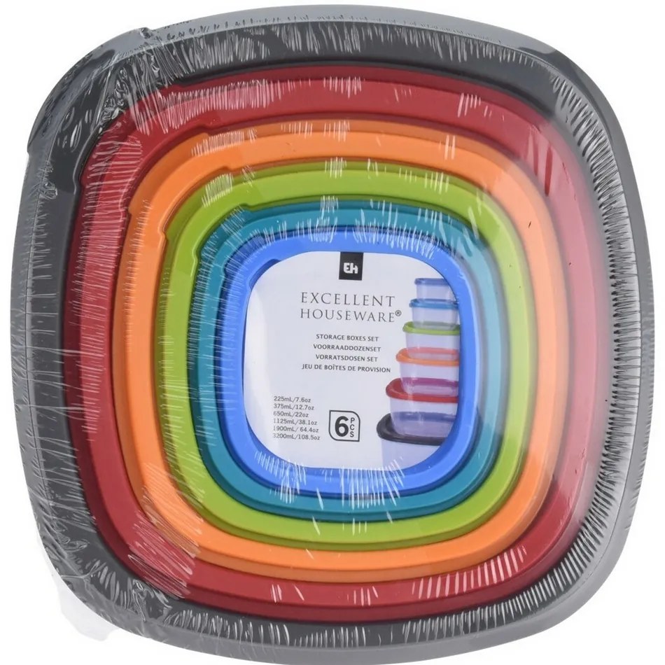EH 6-dielna sada plastových dóz Rainbow