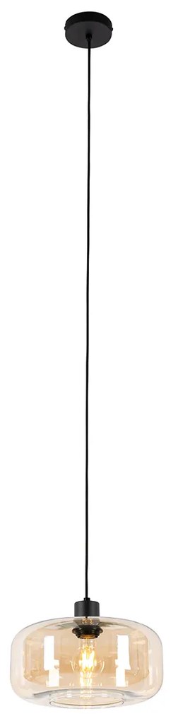 Inteligentné závesné svietidlo čierne s jantárovým sklom vrátane WiFi A60 - Bizle