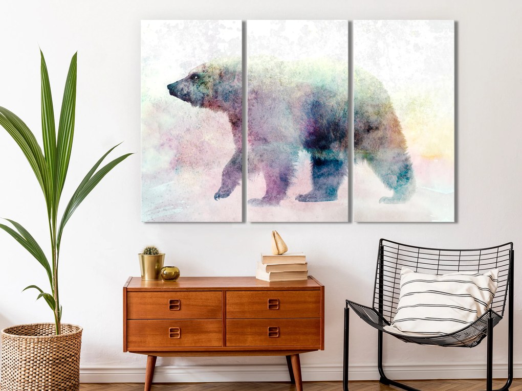 Artgeist Obraz - Lonely Bear (3 Parts) Veľkosť: 90x60, Verzia: Na talianskom plátne