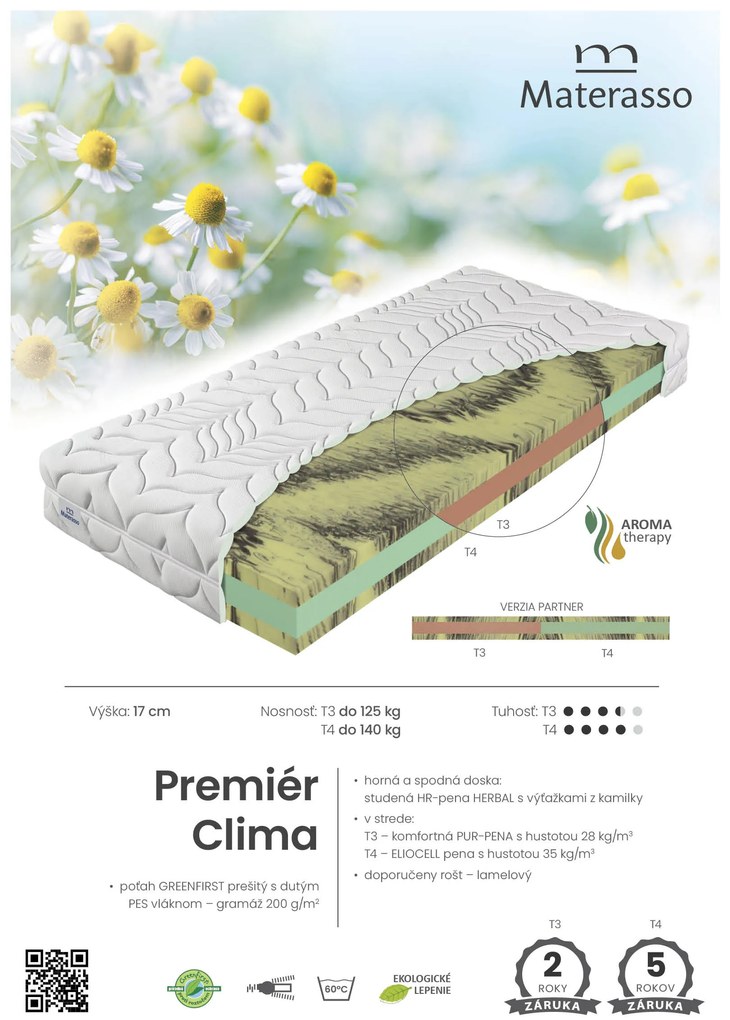 Materasso Penový matrac Premier Clima Rozmer: 90 x 200 cm, Tvrdosť: T4