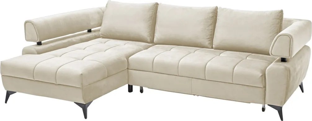 Rohová sedacia súprava Paris, krémová látka, ľavý roh
