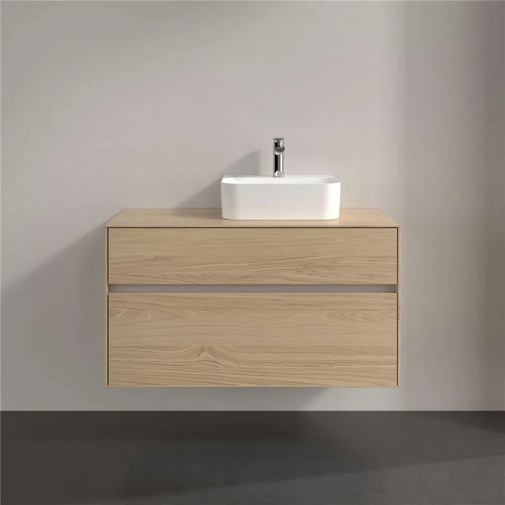 VILLEROY &amp; BOCH Collaro závesná skrinka pod umývadlo na dosku (umývadlo vpravo), 2 zásuvky, 1000 x 500 x 548 mm, Nordic Oak, C09600VJ