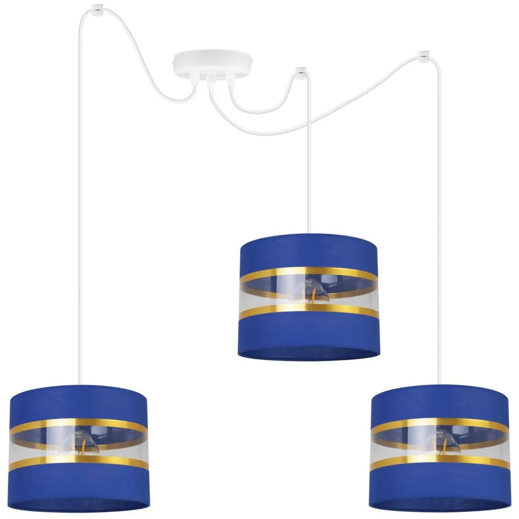 Závesné svietidlo Elegance Spider, 3x textilné tienidlo (mix 6 farieb), (výber z 2 farieb konštrukcie), g