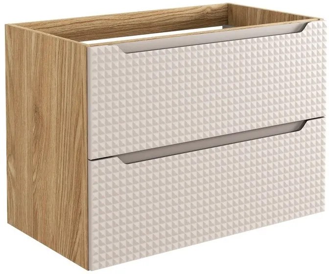 Závesná skrinka Luxor Beige Sky I so zápustným umývadlom 60 cm béžová/dub olejovaný