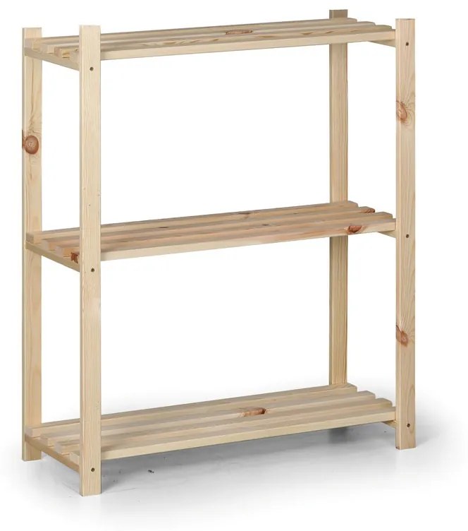 Drevený latkový regál, 900 x 750 x 300 mm, 3 police