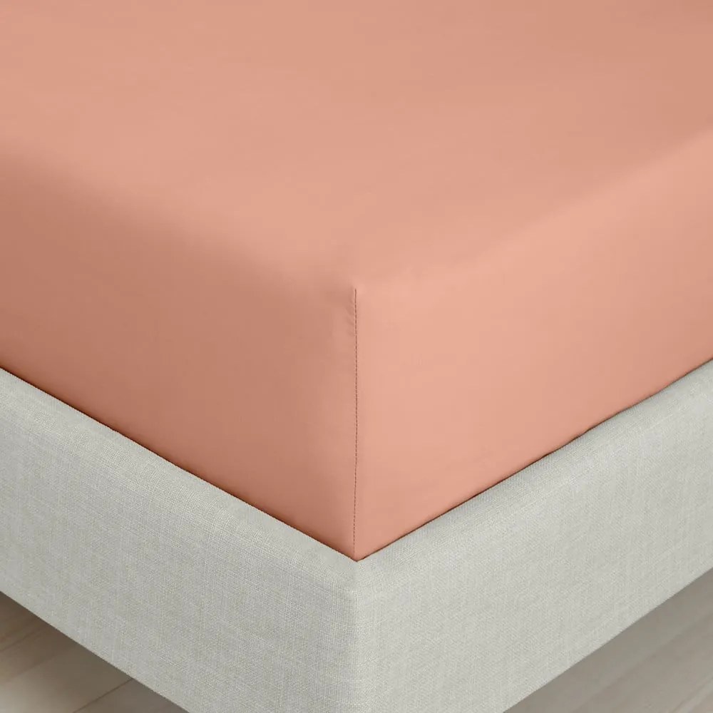 Napínacia plachta z bavlneného perkálu v terakotovej farbe 135x190 cm Cotton Percale – Bianca