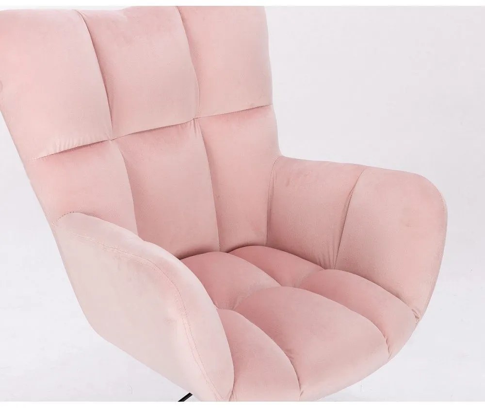 LuxuryForm DESIGN Otočné kreslo AURORA VELUR na čiernom kríži - svetlo ružové