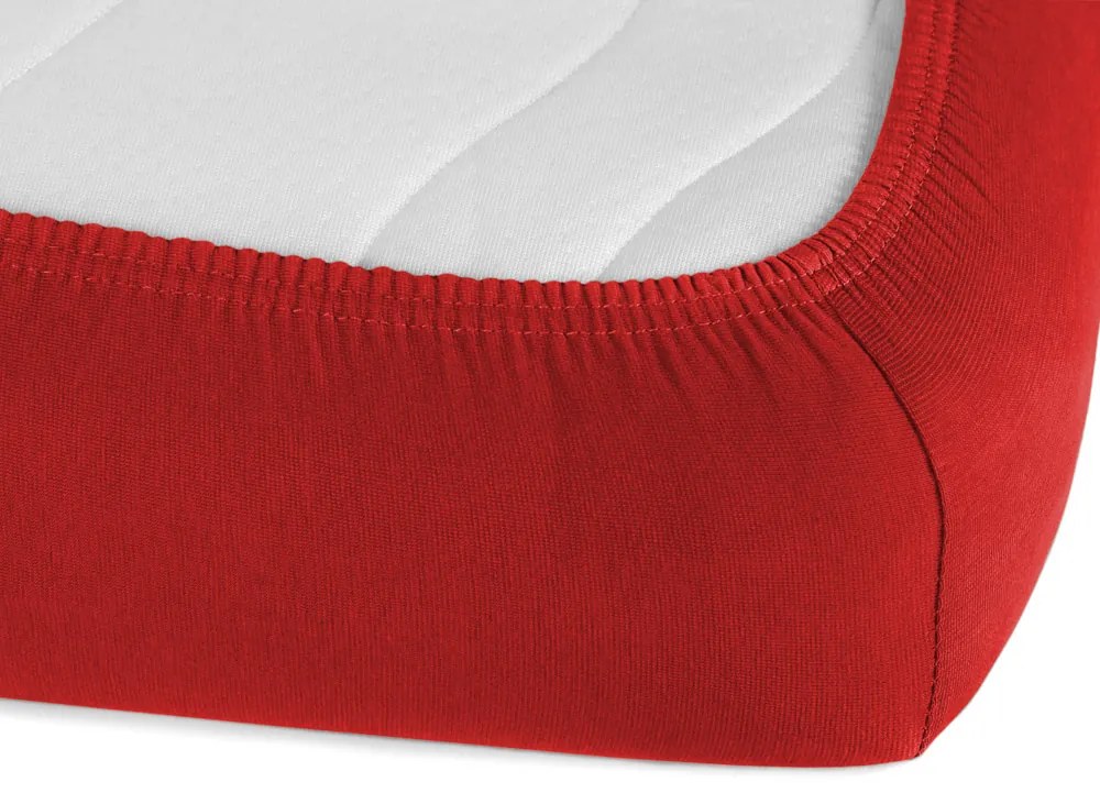 Jersey napínacie prestieradlo na extra vysoký matrac JR-007 Sýto červené 200 x 220 - výška 40 cm
