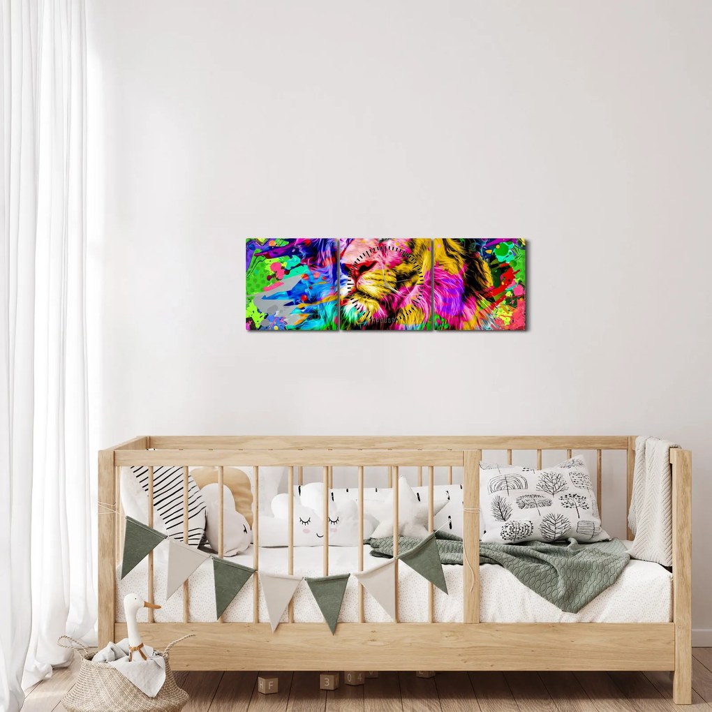 Obraz - 3D obraz leva (s hodinami) (90x30 cm)