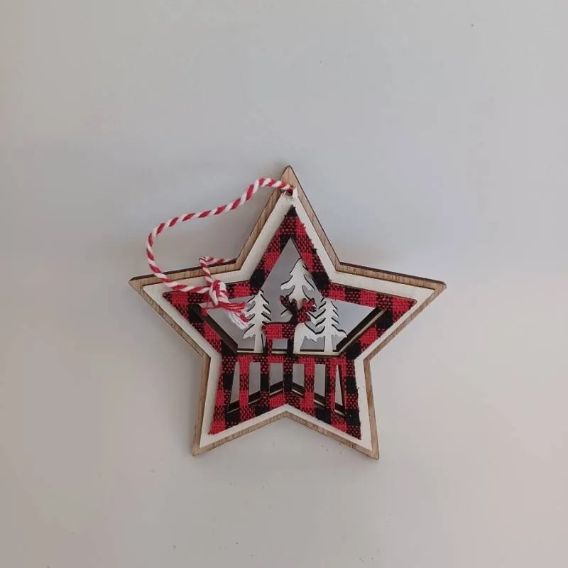 DECOLED Ozdoba, hvězda, prům. 10 cm, dřevěná