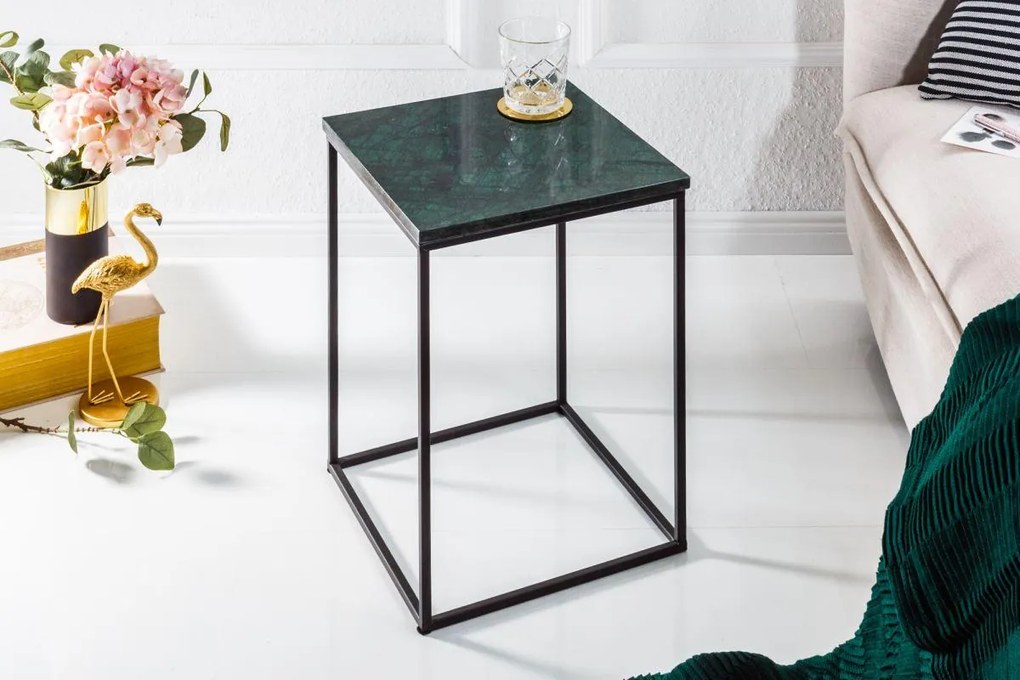 Dizajnový odkladací stolík Tristen zelený mramor