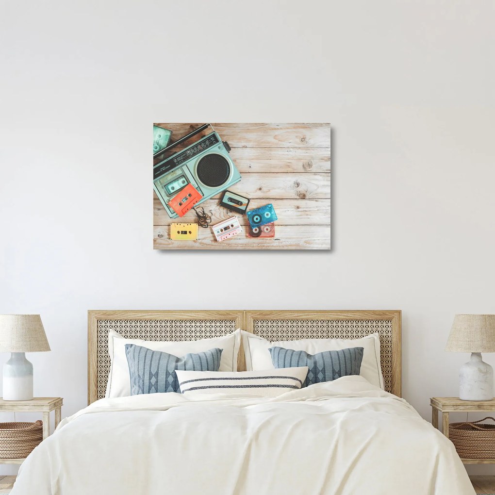 Sklenený obraz - Retro rádio (70x50 cm)