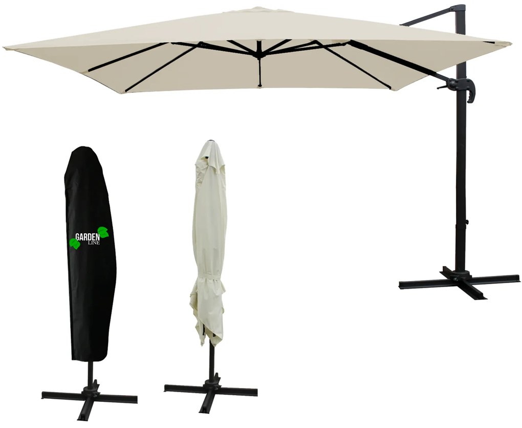 Záhradný slnečník 3x3 m - Roma - béžový s obalom