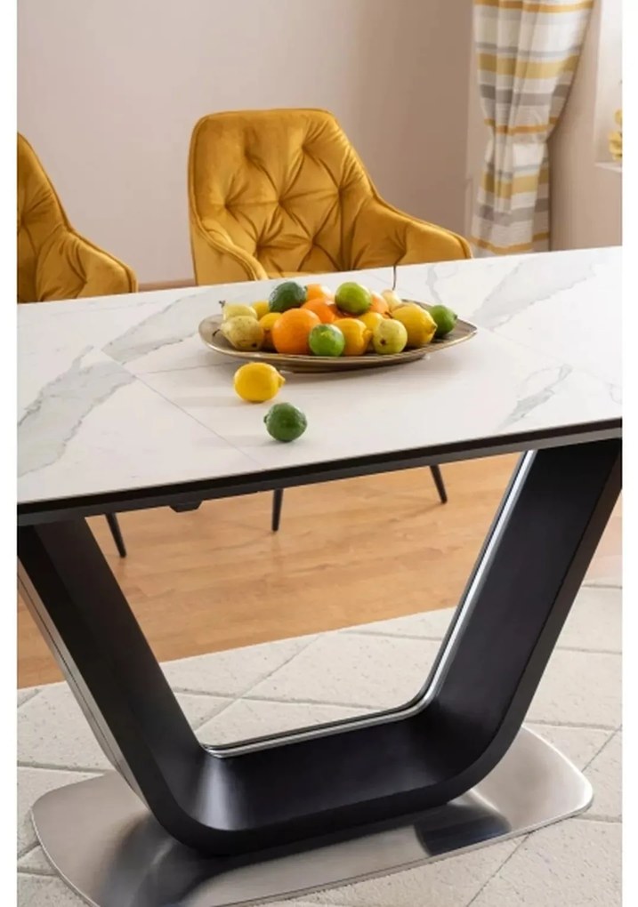 Rozkladací jedálenský stôl Armani 160/220 cm biely/čierny